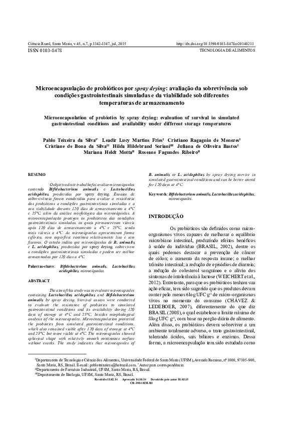 (PDF) Microencapsulação de probióticos por spray drying: avaliação da ...