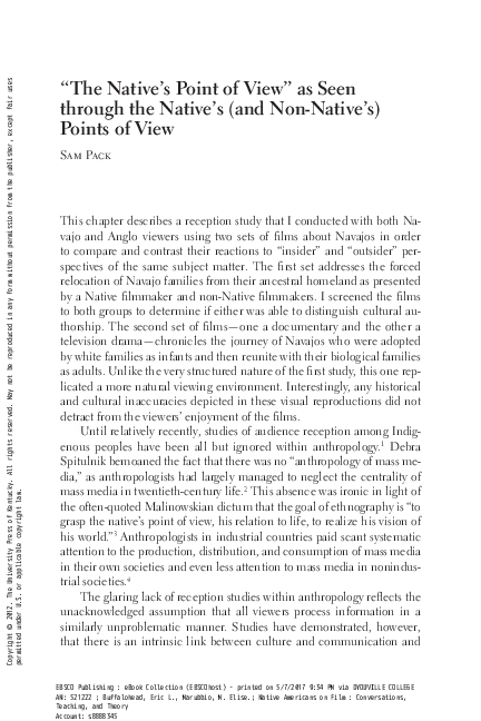 (PDF) “The Native’s Point of View” as Seen through the Native’s (and ...
