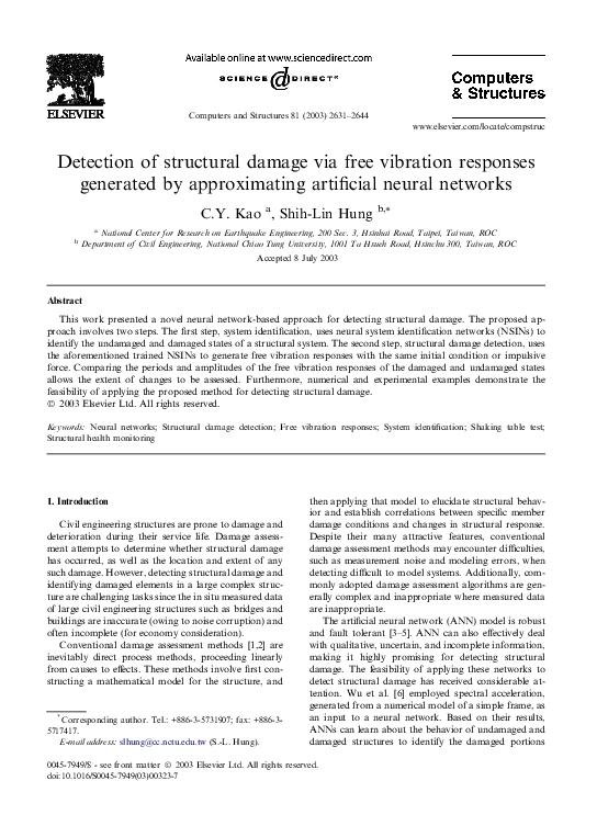 (PDF) Detection of structural damage via free vibration responses ...