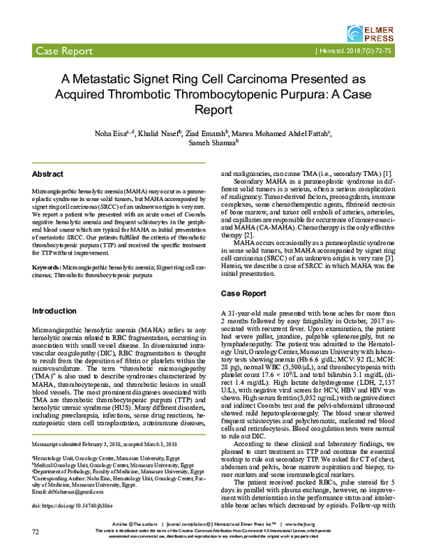 (PDF) A Metastatic Signet Ring Cell Carcinoma Presented as Acquired ...