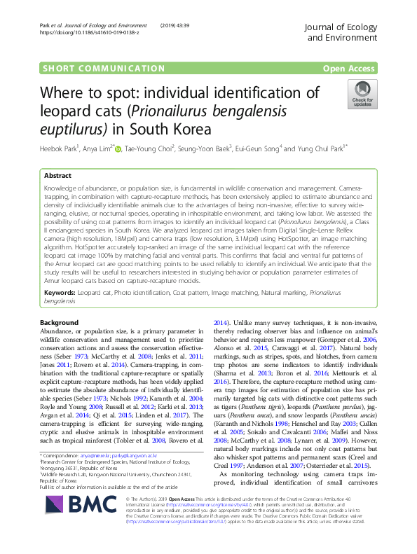 (PDF) Where to spot: individual identification of leopard cats ...