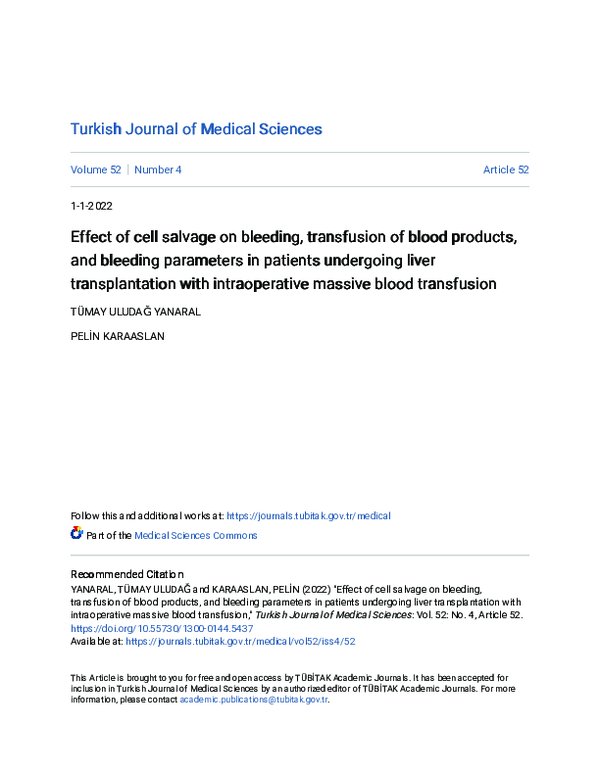 (PDF) Effect of cell salvage on bleeding, transfusion of blood products ...