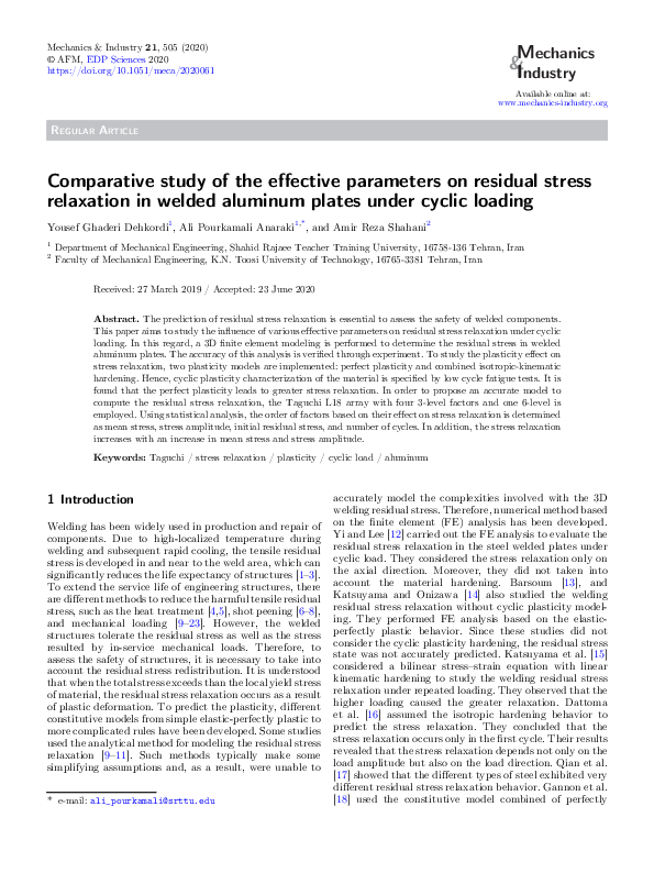 (PDF) Comparative study of the effective parameters on residual stress ...