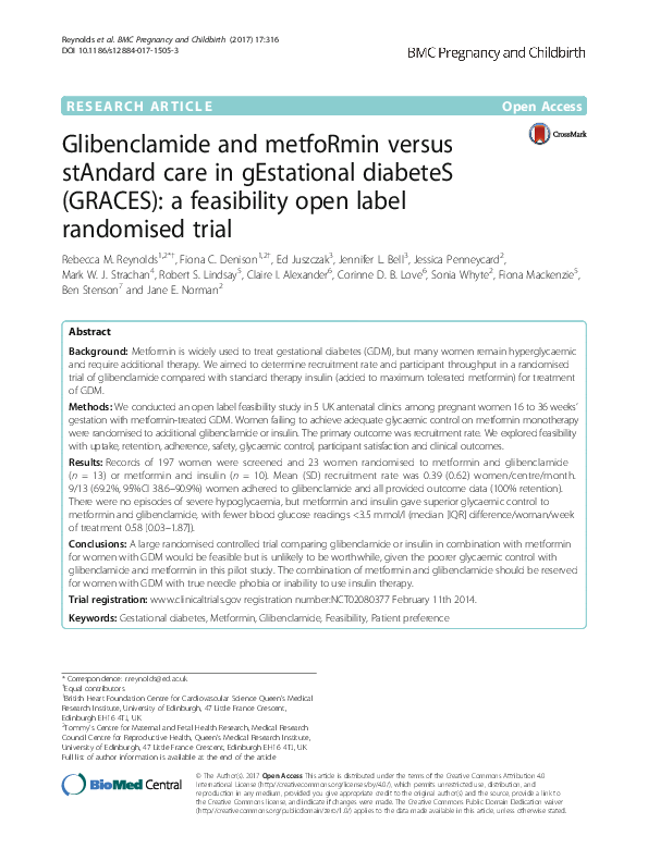 (PDF) Glibenclamide and metfoRmin versus stAndard care in gEstational ...