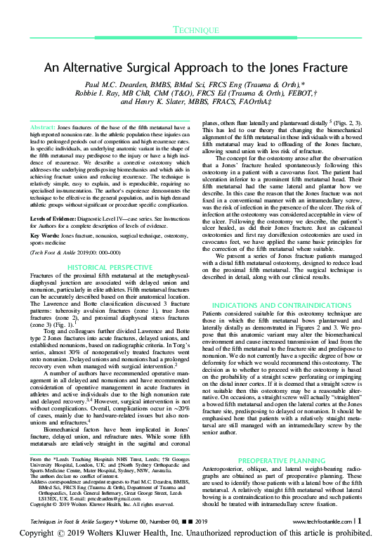 (PDF) An Alternative Surgical Approach to the Jones Fracture