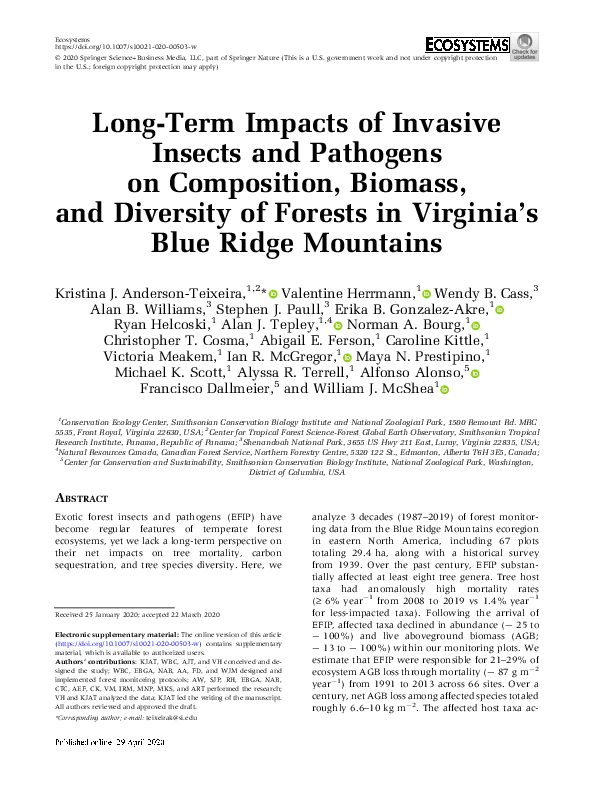 (PDF) Long-Term Impacts of Invasive Insects and Pathogens on ...
