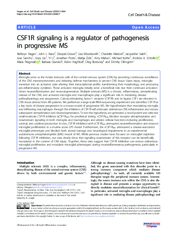 (PDF) CSF1R signaling is a regulator of pathogenesis in progressive MS