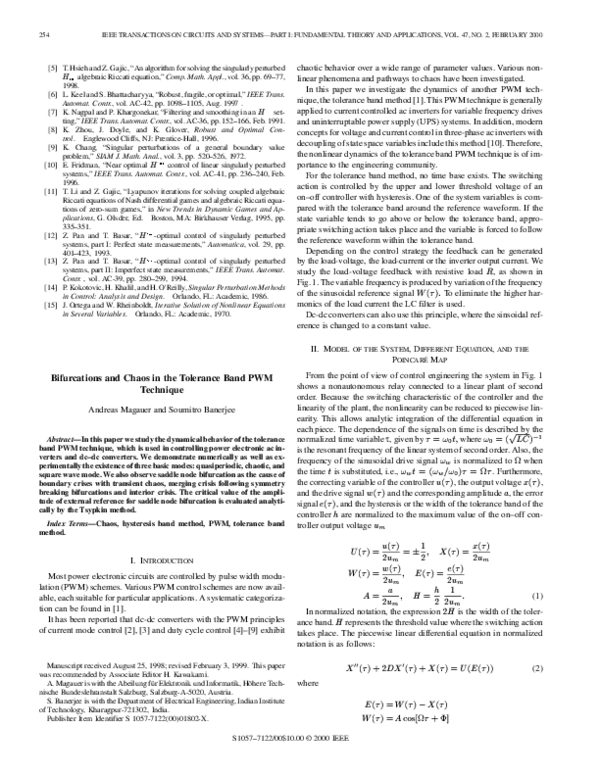 (PDF) Bifurcations and chaos in the tolerance band PWM technique