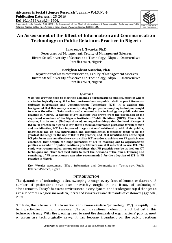 (PDF) An Assessment of the Effect of Information and Communication ...