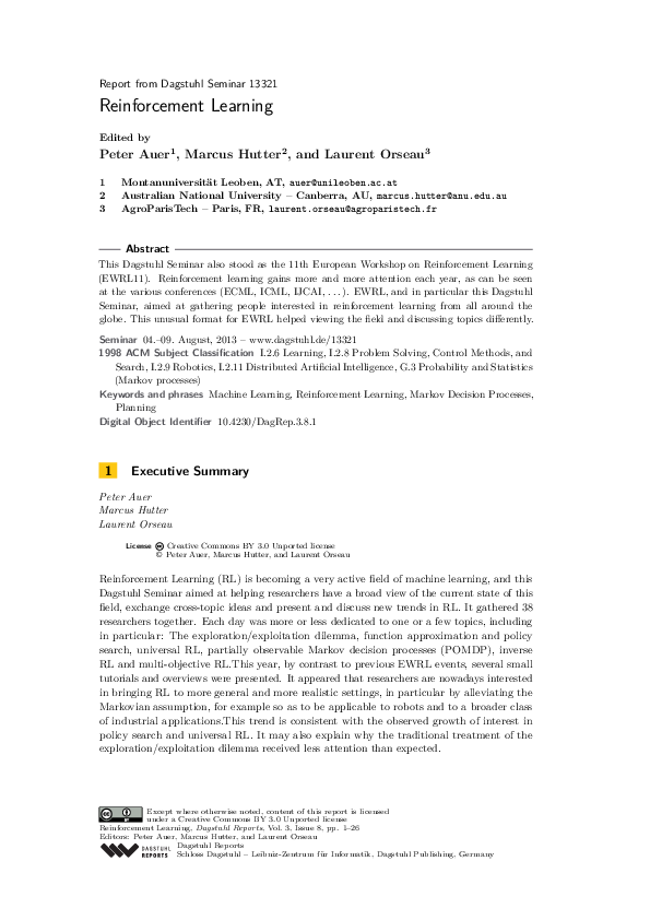 (PDF) 2 13321 – Reinforcement Learning 2 Table of Contents Executive ...