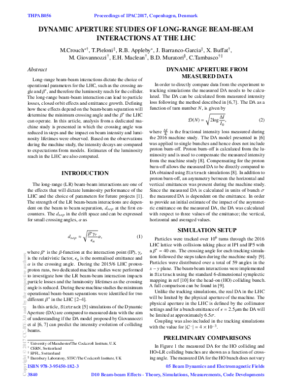 (PDF) Dynamic Aperture Studies of the Long-Range Beam-Beam Interaction ...