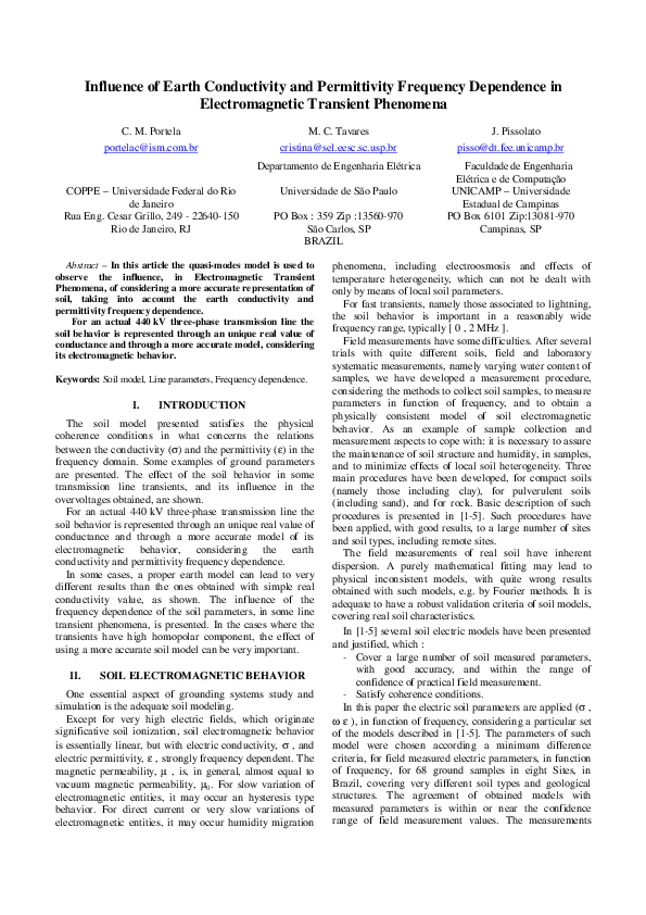 (PDF) Analyzing the earth conductivity and permittivity frequency ...