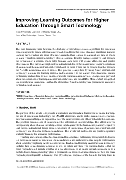 (PDF) Improving Learning Outcomes for Higher Education Through Smart ...