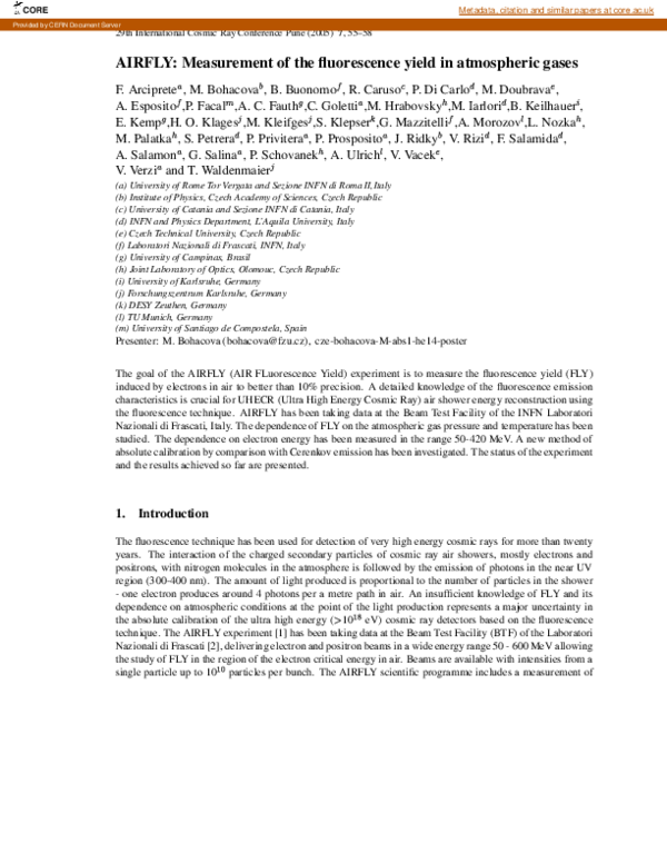 (PDF) AIRFLY Measurement of the fluorescence yield in atmospheric