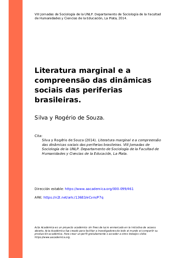 (PDF) Literatura marginal e a compreensão das dinâmicas sociais das ...