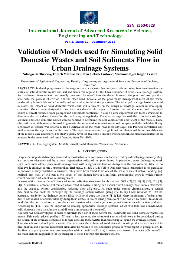 (PDF) Validation of Models used for Simulating Solid Domestic Wastes ...