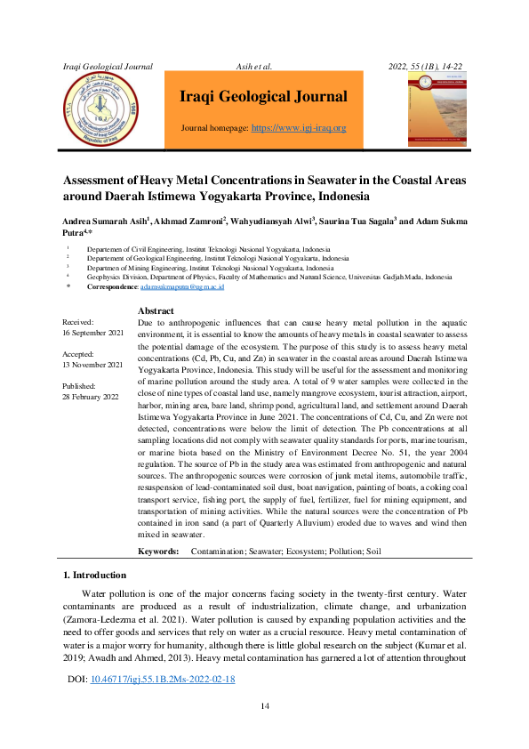 (PDF) Assessment of Heavy Metal Concentrations in Seawater in the ...