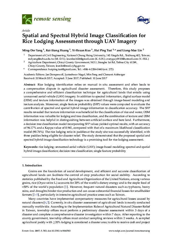 (PDF) Spatial and Spectral Hybrid Image Classification for Rice Lodging ...