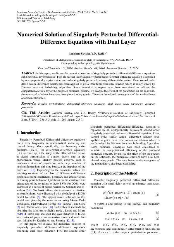 (PDF) Numerical Solution of Singularly Perturbed Differential ...