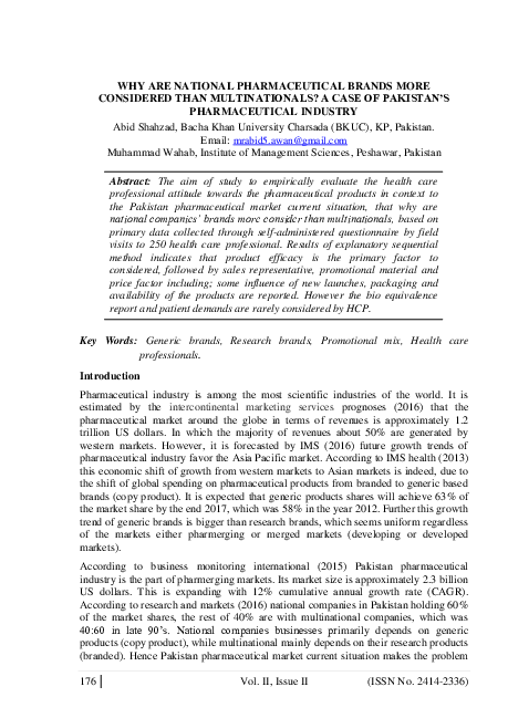 (PDF) Why are National Pharmaceutical Brands more Considered than ...