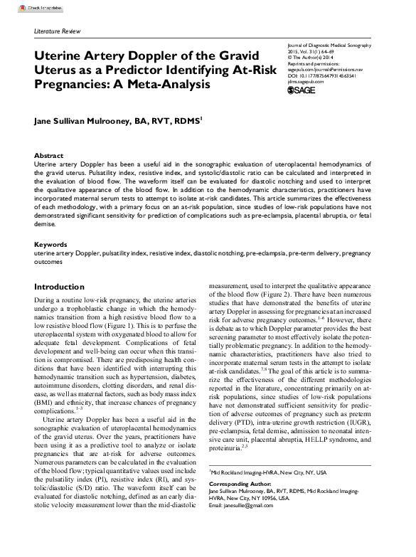(PDF) Uterine Artery Doppler of the Gravid Uterus as a Predictor ...