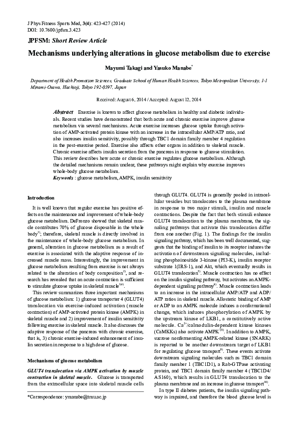 (PDF) Mechanisms underlying alterations in glucose metabolism due to ...