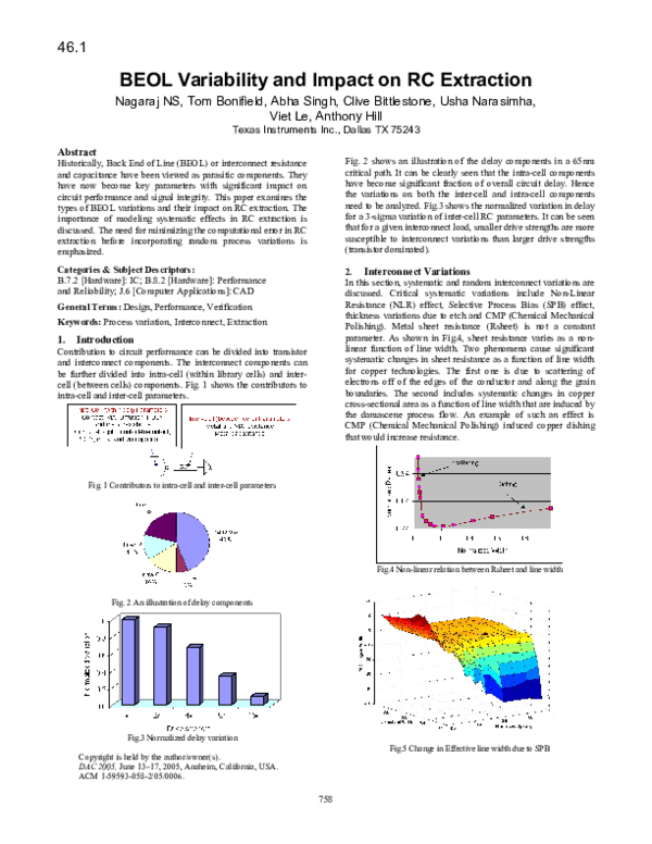(PDF) BEOL variability and impact on RC extraction