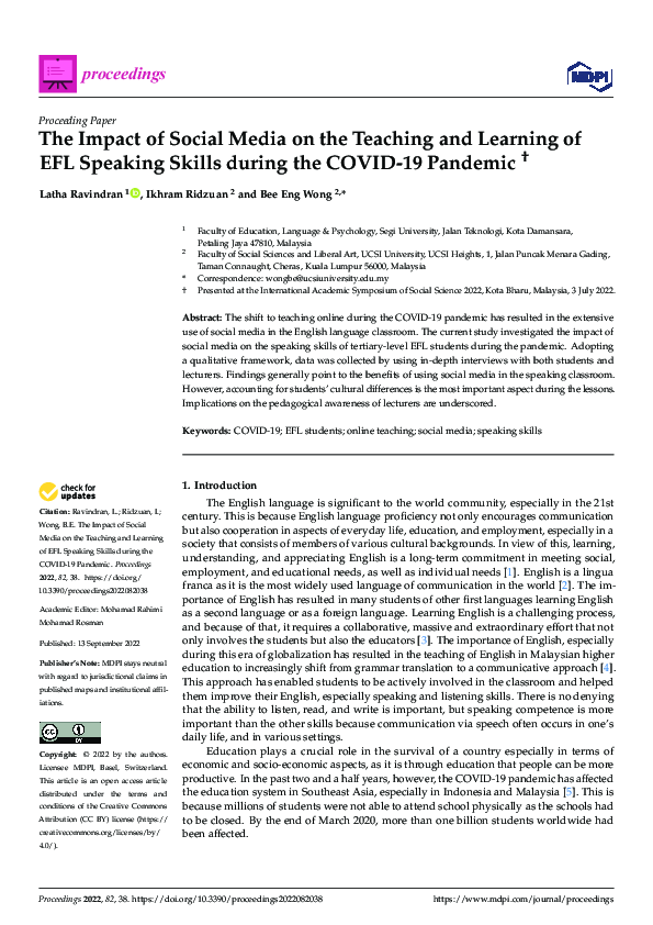 (PDF) The Impact of Social Media on the Teaching and Learning of EFL ...