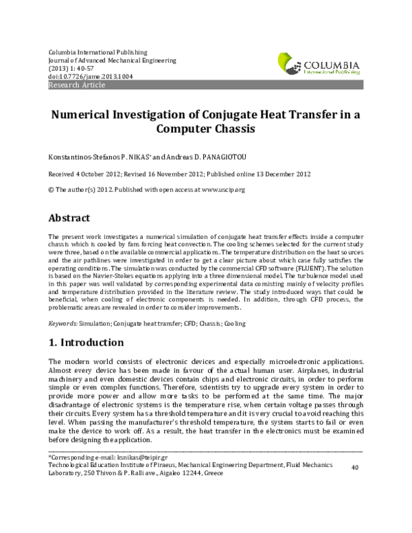 (PDF) Numerical Investigation of Conjugate Heat Transfer in a Computer ...