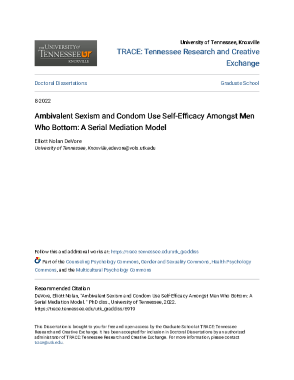 (PDF) Ambivalent Sexism and Condom Use Self-Efficacy Amongst Men Who ...