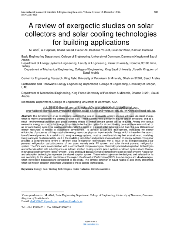 (PDF) A review of exergectic studies on solar collectors and solar ...