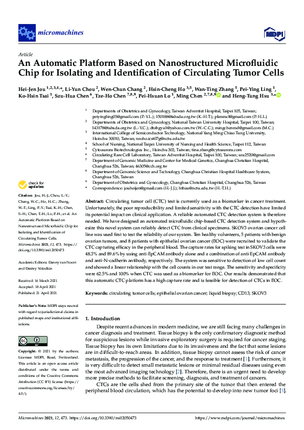 (PDF) An Automatic Platform Based on Nanostructured Microfluidic Chip ...