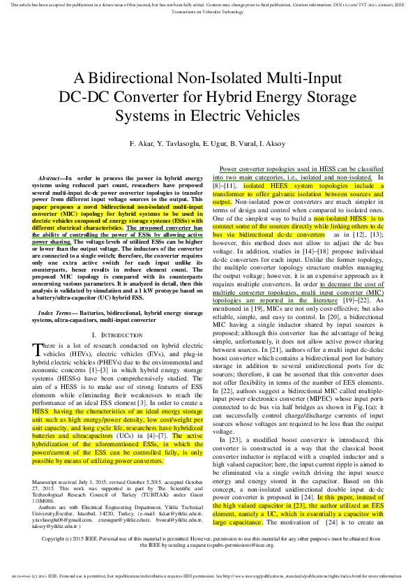 (PDF) A Bidirectional Nonisolated MultiInput DCDC Converter for