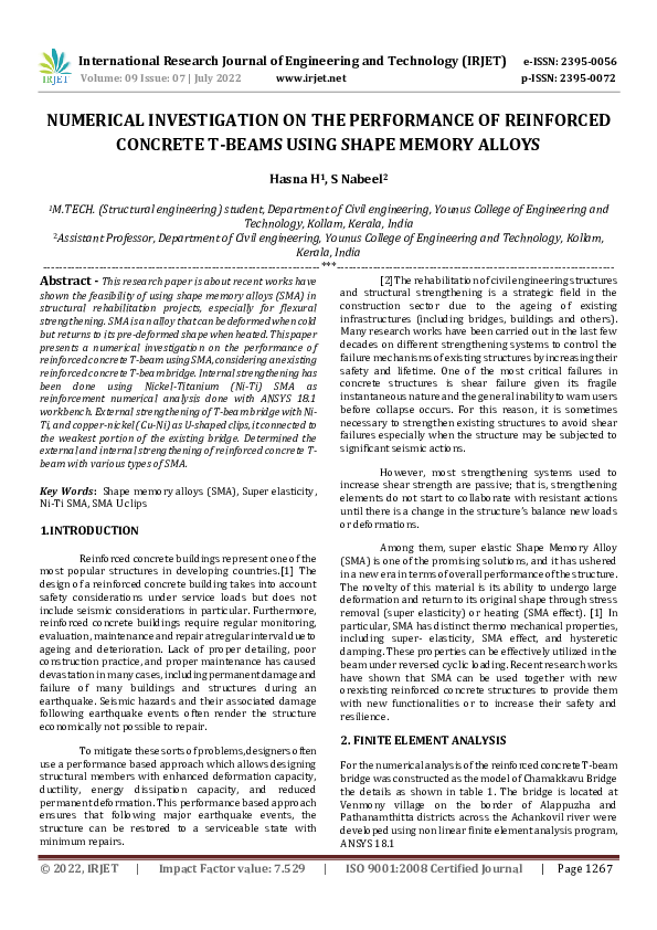 (PDF) NUMERICAL INVESTIGATION ON THE PERFORMANCE OF REINFORCED CONCRETE ...