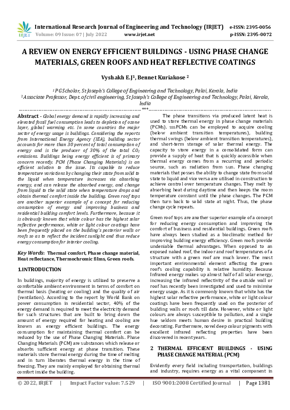 Image showcasing (PDF) A REVIEW ON ENERGY EFFICIENT BUILDINGS -USING PHASE CHANGE ...