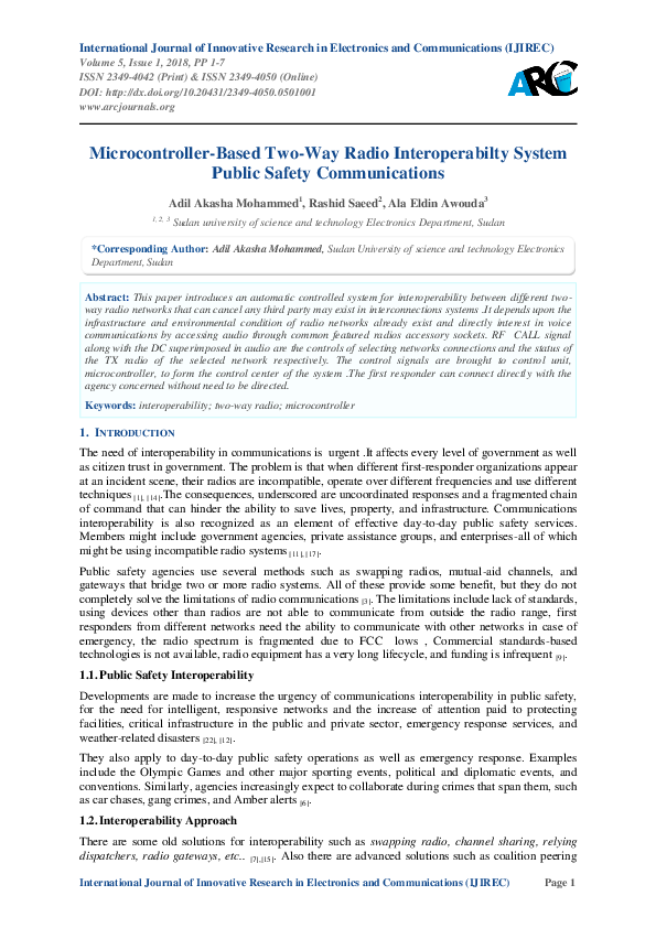 (PDF) Microcontroller-Based Two-Way Radio Interoperabilty System Public ...