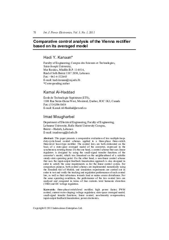 (PDF) Comparative control analysis of the Vienna rectifier based on its ...