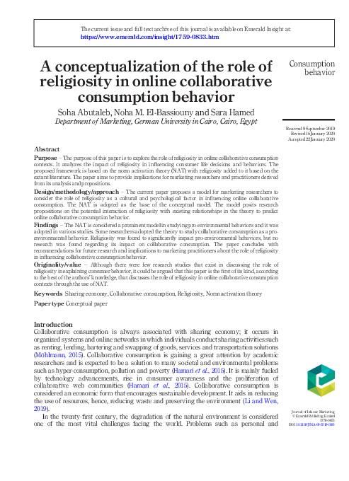 (PDF) A conceptualization of the role of religiosity in online ...