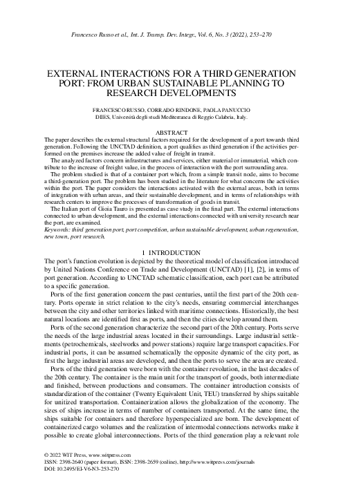 (PDF) External Interactions for a Third Generation Port: From Urban ...
