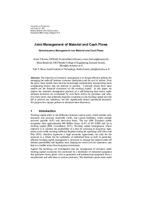 (PDF) Joint Management of Material and Cash Flows