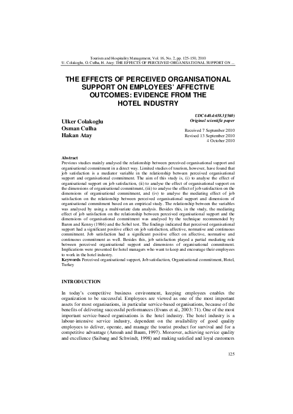 (PDF) The effects of perceived organisational support on employees ...