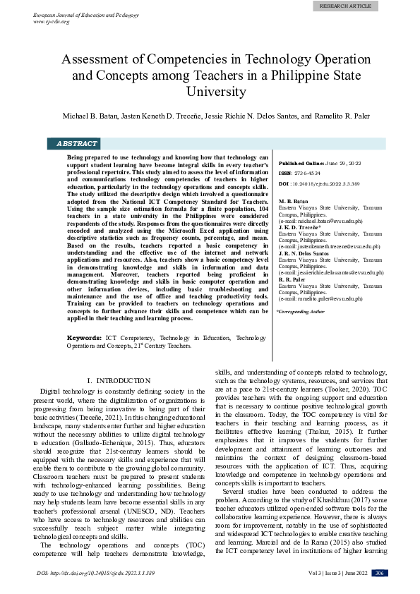 (PDF) Assessment of Competencies in Technology Operation and Concepts ...