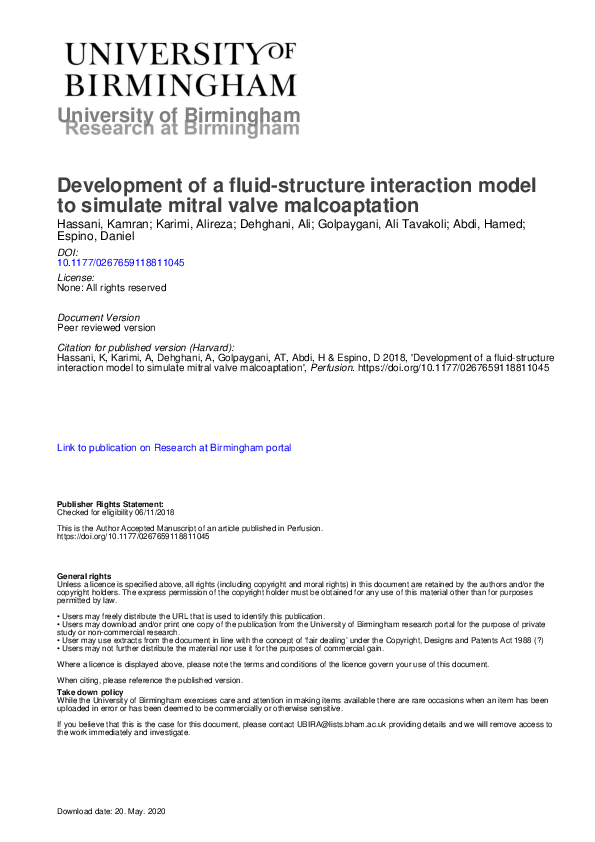 (PDF) Development of a fluid-structure interaction model to simulate ...
