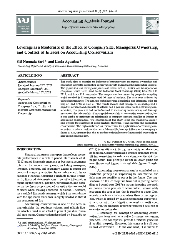 (PDF) Leverage as a Moderator of the Effect of Company Size, Managerial ...