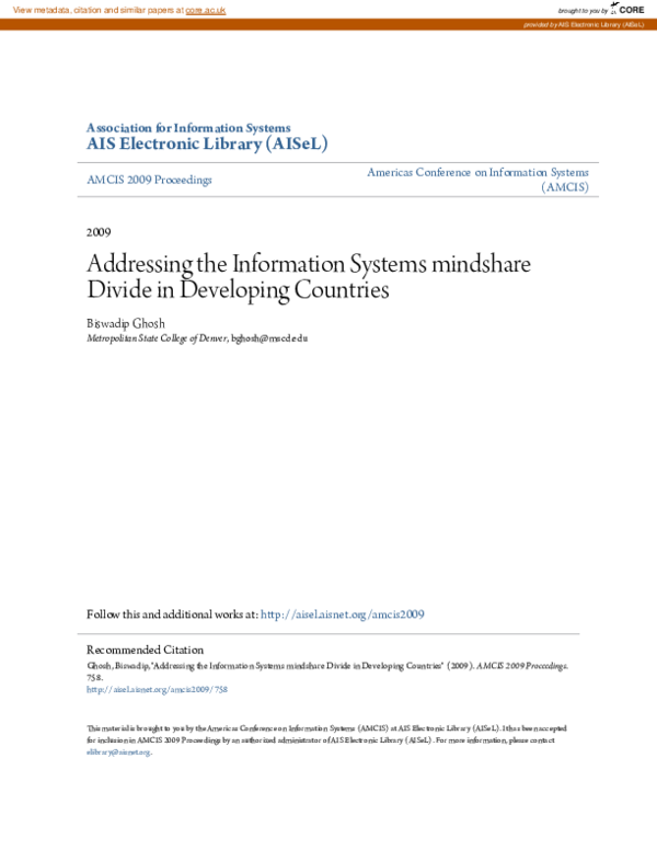 (PDF) Addressing the Information Systems mindshare Divide in Developing ...