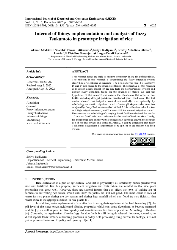 (PDF) Internet of things implementation and analysis of fuzzy Tsukamoto ...