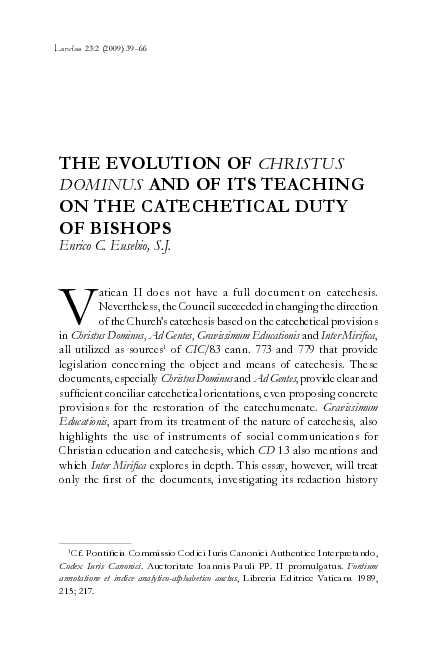 (PDF) The Evolution of Christus Dominus and of its Teaching on the ...