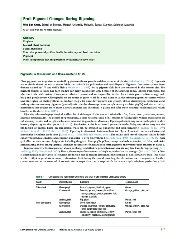 (PDF) Fruit Pigment Changes During Ripening