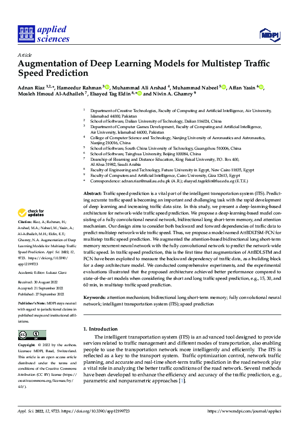 (PDF) Augmentation of Deep Learning Models for Multistep Traffic Speed ...