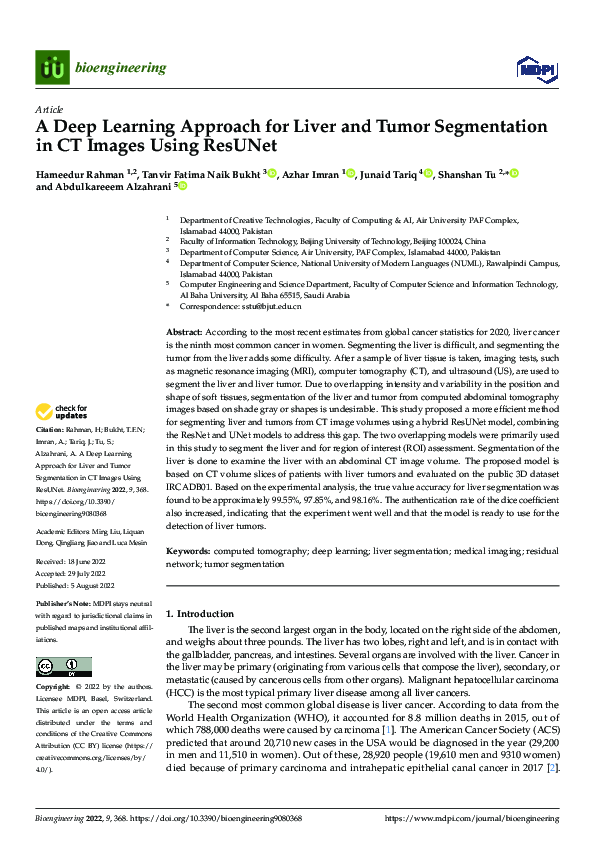 (PDF) A Deep Learning Approach for Liver and Tumor Segmentation in CT ...